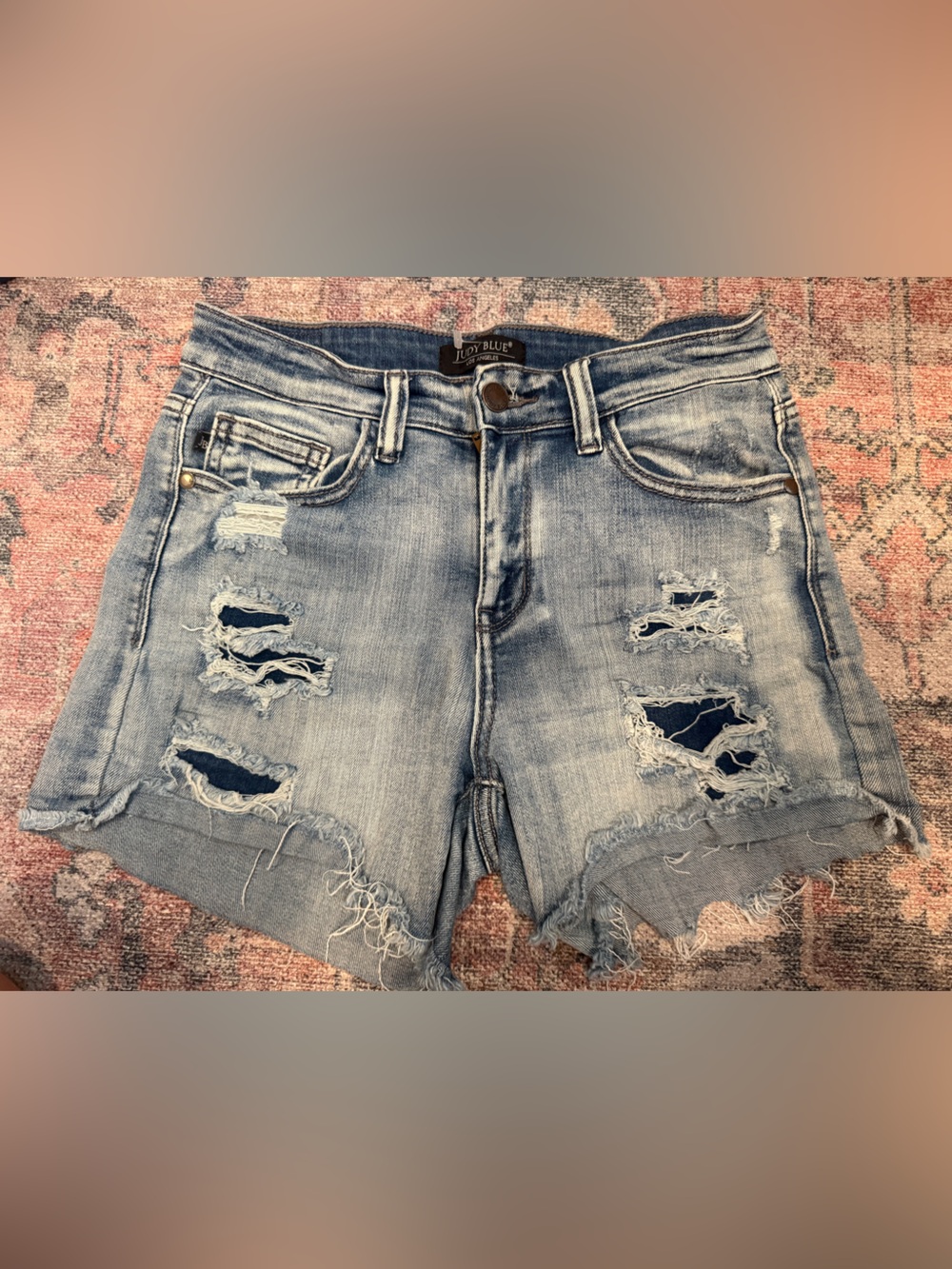 Judy Blue Distressed Light Blue Denim Women’s Shorts